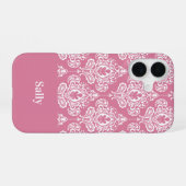 Coque iPhone 16 Damas rose (Verso Horizontal)