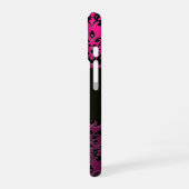 Coque iPhone 16 DAMASK GEM MONOGRAM Rose, Fuchsia Violet Améthyste (Côté gauche)