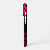 Coque iPhone 16 DAMASK GEM MONOGRAM Rouge rose Rubis (Côté gauche)