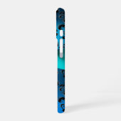 Coque iPhone 16 DAMASK GIRLY MONOGRAM ruban bleu (Côté gauche)
