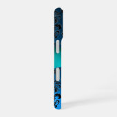 Coque iPhone 16 DAMASK GIRLY MONOGRAM ruban bleu (Côté droit)