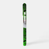 Coque iPhone 16 DAMASK GIRLY MONOGRAM ruban vert blanc (Côté gauche)