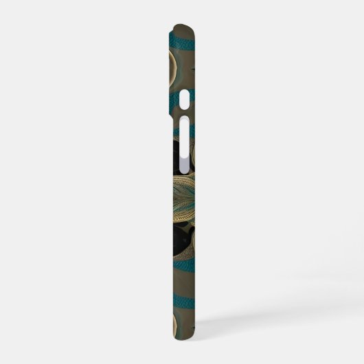 Coque iPhone 16  Damask Seamless Repetitive Pattern Flowers Teal (Côté gauche)