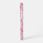 Coque iPhone 16 Damassé rose (Côté gauche)