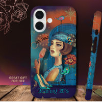 Dame Art déco en robe bleue