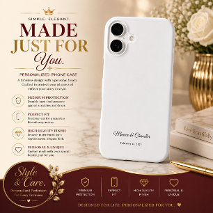 Coque iPhone 16 Date de couple personnalisée Minimaliste Blanc