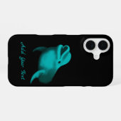 Coque iPhone 16 Dauphin Chanceux - Ajoutez Votre Texte (Verso Horizontal)