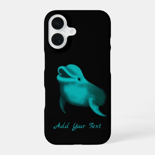 Coque iPhone 16 Dauphin Chanceux - Ajoutez Votre Texte (Verso)