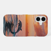 Coque iPhone 16 Dauphins au coucher du soleil (Verso Horizontal)