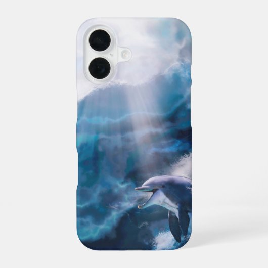 Coque iPhone 16 Dauphins surfant JUSTE POUR LE PLAISIR (Verso)