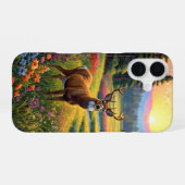 Coque iPhone 16 Deer in Wildflower Meadow (Verso Horizontal)