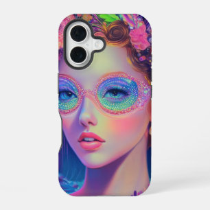 Coque iPhone 16 Déesse du jardin néon