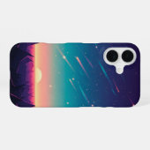 Coque iPhone 16 Dégradé de ciel étoilé vintage (Verso Horizontal)