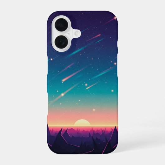 Coque iPhone 16 Dégradé de ciel étoilé vintage (Verso)
