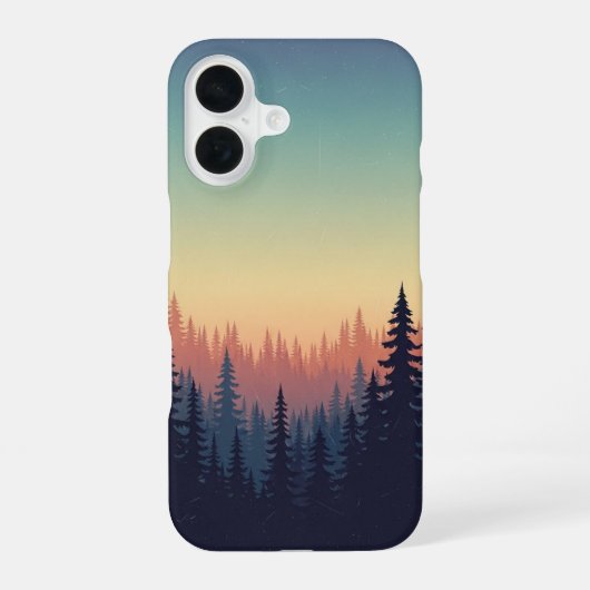 Coque iPhone 16 Dégradé de forêt vintage (Verso)