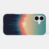 Coque iPhone 16 Dégradé de forêt vintage (Verso Horizontal)