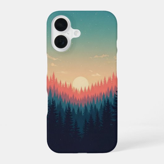 Coque iPhone 16 Dégradé de forêt vintage (Verso)