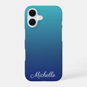 Coque iPhone 16 Dégradé ombré bleu personnalisé