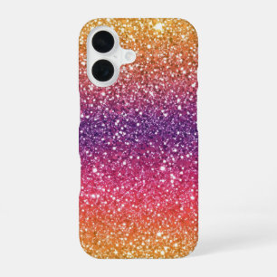 Coque iPhone 16 Dégradé Violet Doré Pailleté
