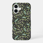 Coque iPhone 16 Délicat Motif botanique vert printemps (Verso)