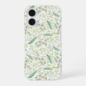 Coque iPhone 16 Délicat Motif botanique vert printemps (Verso)