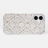 Coque iPhone 16 Dentelle Ivory Crochet (Verso Horizontal)