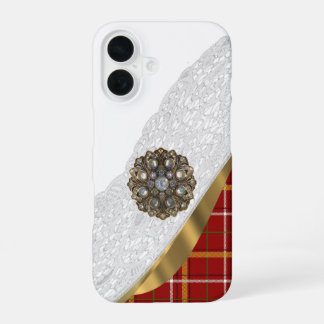 Coque iPhone 16 Dentelle rouge tartan