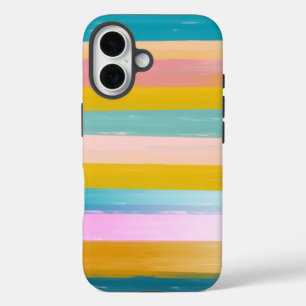 Coque iPhone 16 Des rayures simples et mignonnes en aquarelle rose