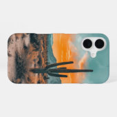 Coque iPhone 16 Desert Cactus – Boho Sunset Watercolor Design (Verso Horizontal)