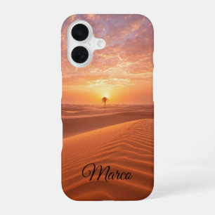 Coque iPhone 16 Desert Serenity - Dunes d'or au Sunset Fine Art