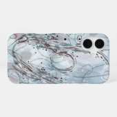Coque iPhone 16 Design abstrait contemporain bleu gris (Verso Horizontal)