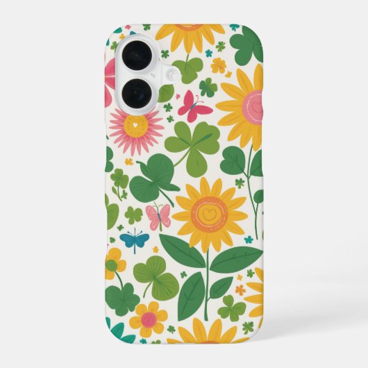 Coque iPhone 16 Design des fleurs (Verso)