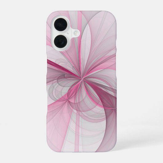 Coque iPhone 16 Design fractal abstrait moderne rose gris (Verso)