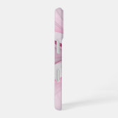 Coque iPhone 16 Design fractal abstrait moderne rose gris (Côté droit)