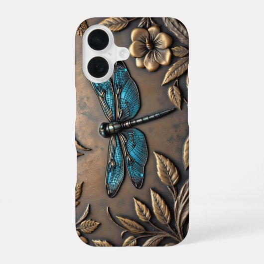 COQUE iPhone 16 DESIGN MÉTAL BLEU DRAGONFLY (Verso)