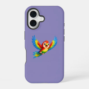 Coque iPhone 16 Dessin animé de perroquet joyeux pour enfants et o