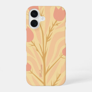 Coque iPhone 16 Dessin botanique à la main Nom personnalisé floral