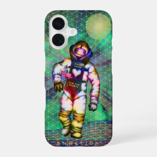 Coque iPhone 16 Dessin d'astronaute Venir ici pour la musique Cool