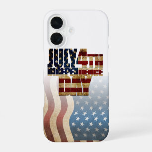 Coque iPhone 16 Dessin de drapeau patriotique du 4 juillet