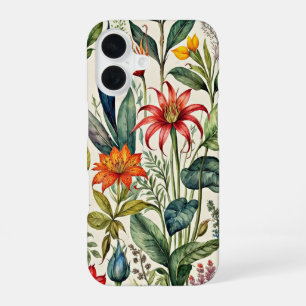 Coque iPhone 16 Dessin de fleurs dans un style pastel 