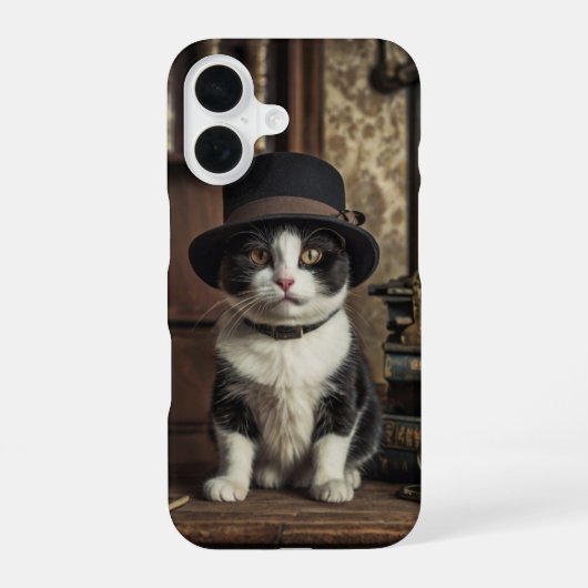 Coque iPhone 16 Détective Chat (Verso)