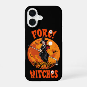 Coque iPhone 16 Devant ! Bâton de golf de sorcière à cheval Hallow