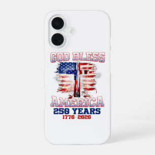 Coque iPhone 16 Dieu bénisse l'Amérique 250 Ans 1776 2026