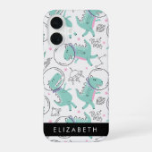 Coque iPhone 16 Dinosaures de l'espace, Dinosaures mignons, Étoile (Verso)