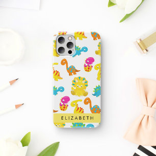 Coque iPhone 16 Dinosaures Mignons, Motif De Dinosaures, Votre Nom