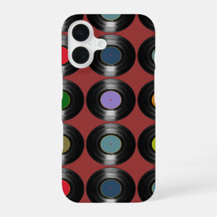 Coque iPhone 16 Disques vinyles de couleur motif