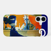 COQUE iPhone 16 DIVA EN BLEU, MODE MONOGRAMME DE BEAUTÉ (Verso Horizontal)