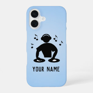 Coque iPhone 16 DJ Spinning Records, Disk Jockey pour votre nom