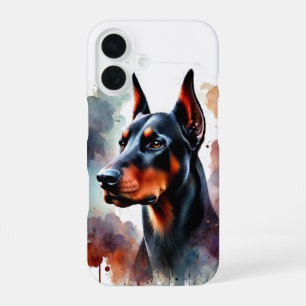 Coque iPhone 16 Doberman Watercolor Art