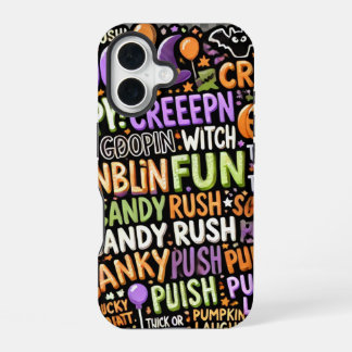 Coque iPhone 16 Dossier téléphonique éffrayant de Motif de texte H